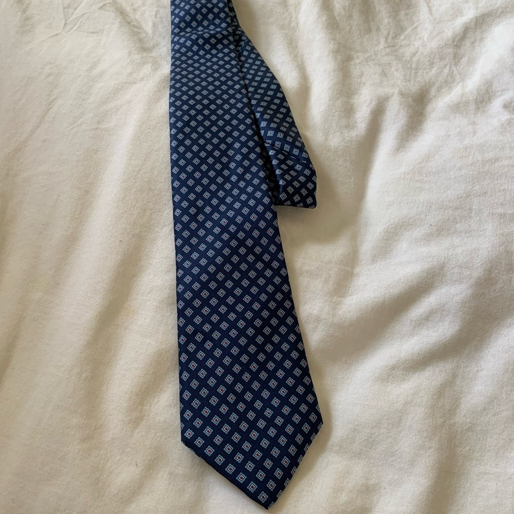 Blue/red Italian fabric silk tie